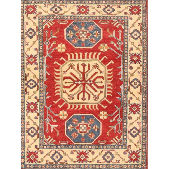 Ahgly Company Indoor Rectangle Traditional Red Geometric Area Rugs, 8' x 10'