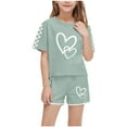 thumbnail image 1 of Zpanxa Ensembles d'Été pour Filles Mode Décontractée Manches Courtes Col Rond Col Bouton Imprimé Ensembles de Shorts 7 Ans, 1 of 7