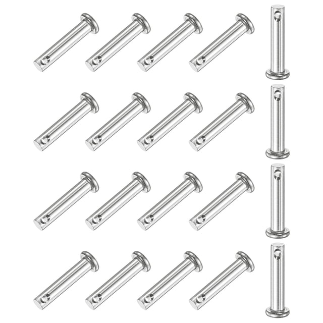 Uxcell 20-Pack Pasadores de Clevis de un Solo Orificio, M5 x 25mm Pasadores de Clevis de Cabeza Plana de Acero Inoxidable 304