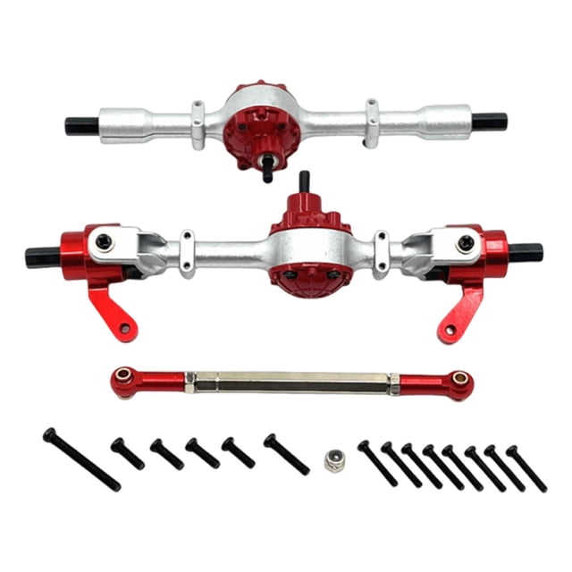 Juego de eje delantero y trasero para coche RC 1:16, piezas para coche RC, durabilidad, reemplazo directo, resistente Rojo Plata