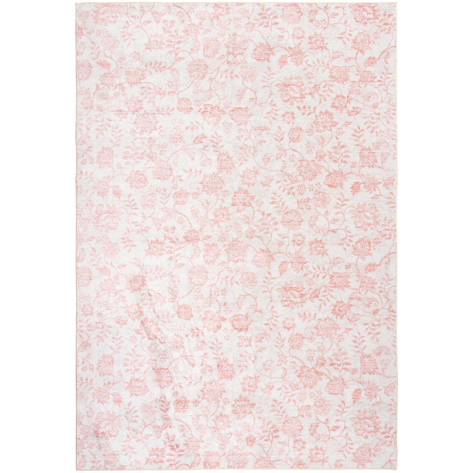 Mainstays Pink Floral Faux Fur Indoor Area Rug, 7 ft x 10 ft