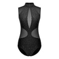 thumbnail image 3 of Sinleey Womens Sparkly Rhinestones Ballet Leotard for Dance Cutout Back Gymnastics Figure Skating Black XXL, 3 of 6
