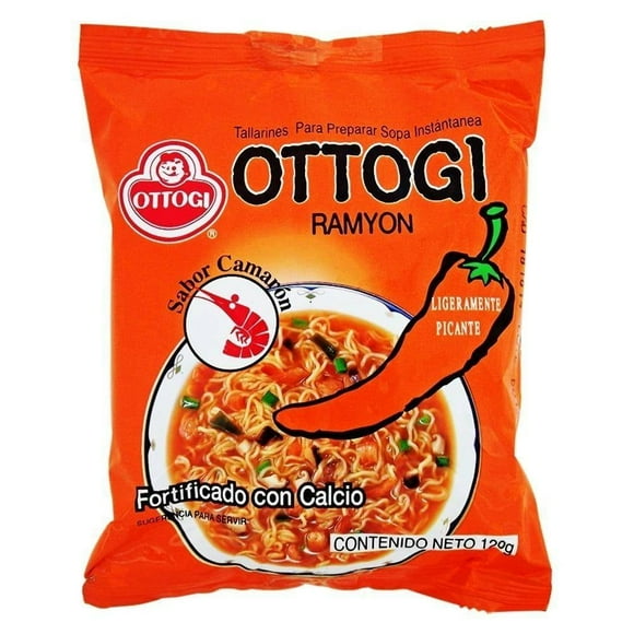 Tallarines instantáneos Ottogi sabor camarón ligeramente picante 120 g