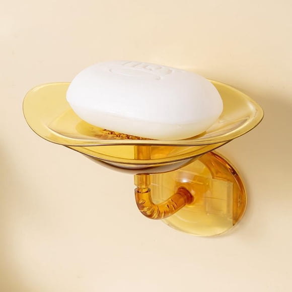 Caja de plástico elegante para colgar jabón de barra con succión, color té de otoño