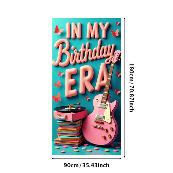 Galactic Themed Birthday Backdrop Banner with Disco Ball and Butterflies, In My Birthday Era Text, Party Decorations, Birthday Party Photography Props, Photo Booth Backgrounds