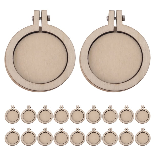 Paquete de 20 Mini Aros Bordado, Cruzados Redondos Madera, Exhibición Círculo para Manualidades DIY
