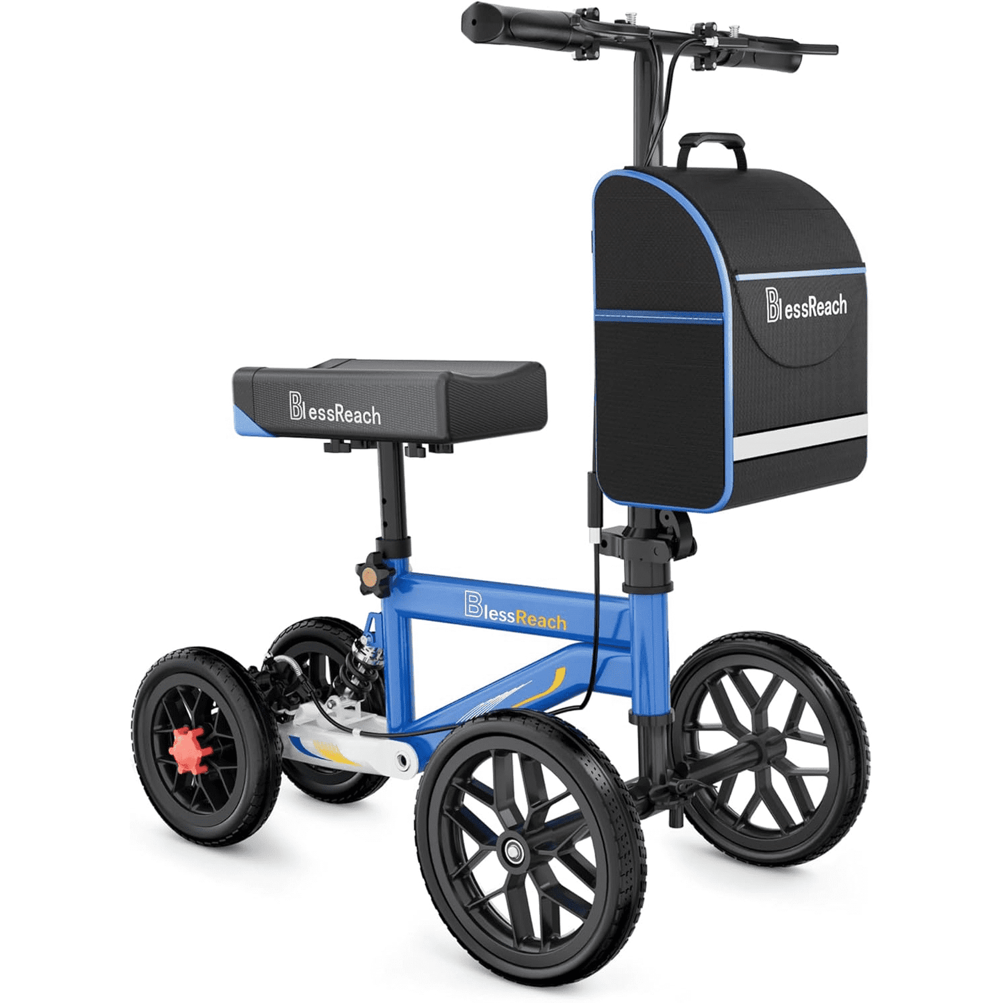 All Terrain Steerable Knee Scooter Crutch Alternative，Deluxe Medical Scooter Double Handbrake,for Adults Injured Ankle & Foot Recovery Scooter in Blue