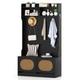 thumbnail image 1 of Costway 4-In-1 Hall Tree Entryway Bench with Coat Rack & Flip Drawers 6 Dual-Hook Hangers Black, 1 of 10