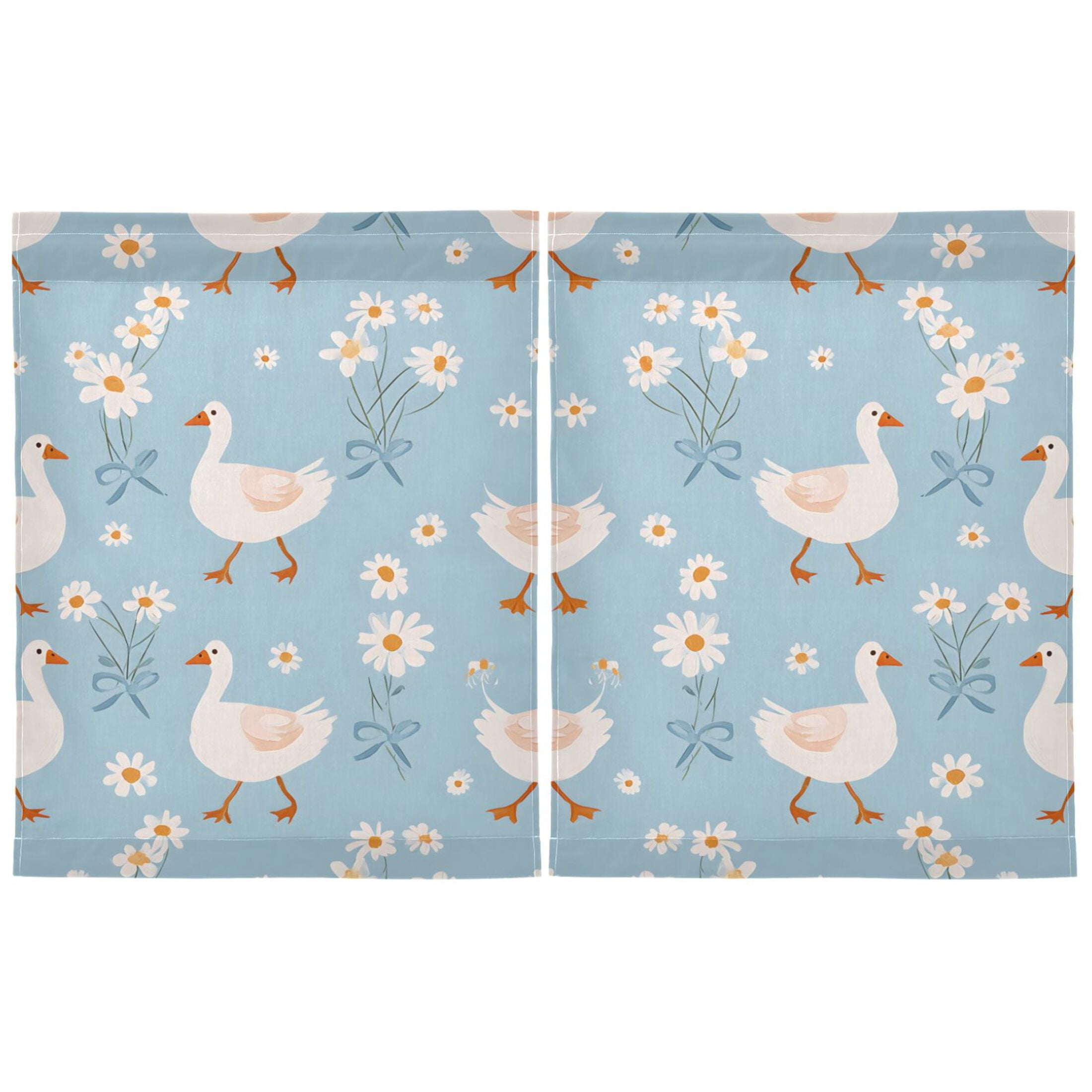 Linen Kitchen Curtains Geese Daisy Pattern Tier Curtains Tier Kitchen Living Room Bedroom Balcony 2 Panels 27x36 Inch