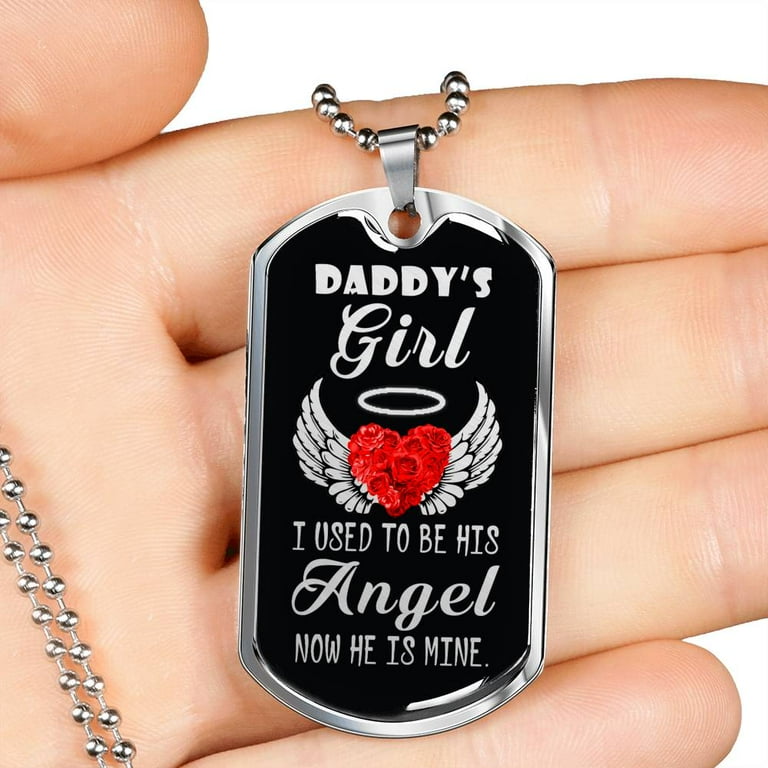 Father Memorial Remembrance Dog Tag Stainless Steel or 18k Gold 24