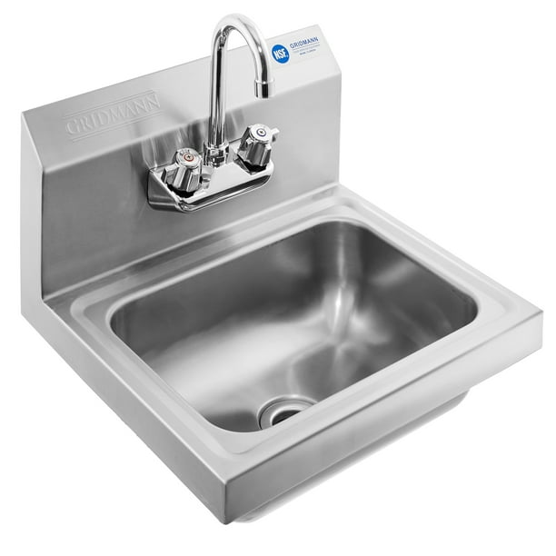 Gridmann Commercial Nsf Stainless Steel Sink Wall Mount Hand Washing Basin With Faucet Com - Commercial Wall Hung Stainless Steel Sinks