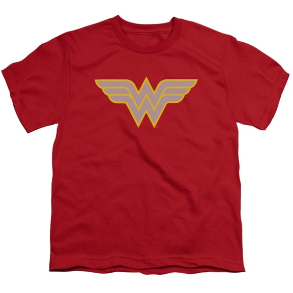Trevco Sportswear DCO266J-YT-2 DC Wonder Woman Logo Youth Short Sleeve T-Shirt, Red - Medium