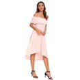 thumbnail image 4 of Womens Off The Shoulder High Low Summer Wedding Cocktail Party Dress, 4 of 7