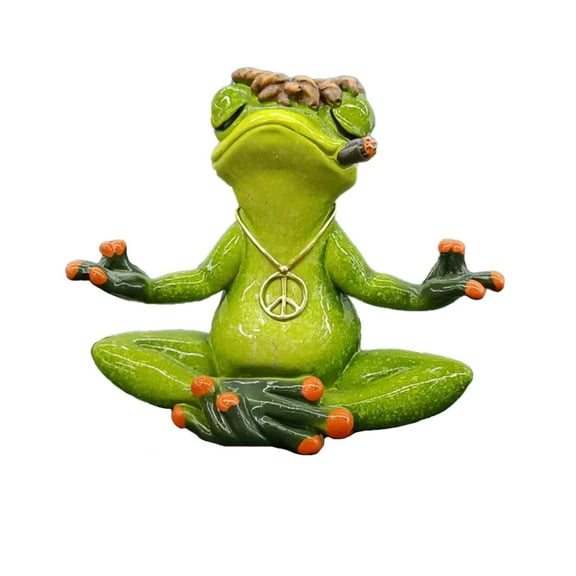 Meditating Frog Figurine, Zen Yoga Frog Statue Ornament - Indoor/Outdoor Garden & Home Decoration, 3.15 inch (Green)