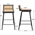 thumbnail image 5 of ZXNYH Bar Stools Set of 2, Rattan Bar Stool,  Metal Bar Stools for Kitchen Counter Mid Century Modern Chair Boho Wicker  24 inch, 5 of 6