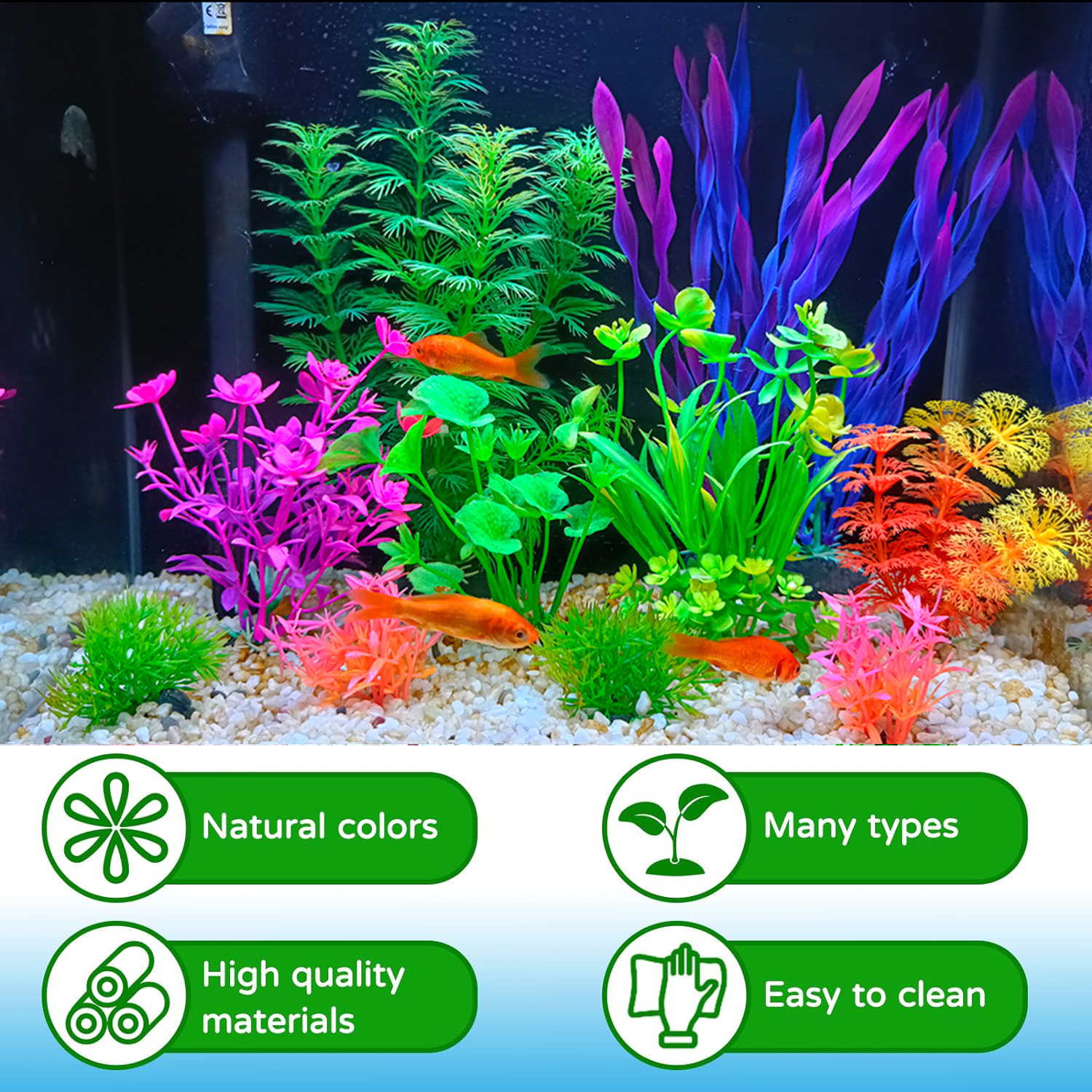 XKDOUS Fish Tank Decorations Plants, 11pcs Aquarium Decorations Plants, Fish Aquarium Decor Artificial Plant, Fish Aquarium Accessories