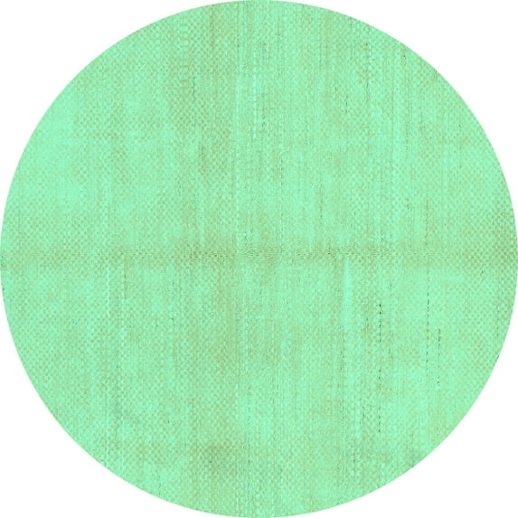Ahgly Company Machine Washable Indoor Round Solid Turquoise Blue Modern Area Rugs, 6' Round
