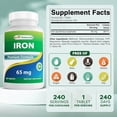 thumbnail image 2 of Best Naturals Iron Supplement 65 mg, Ferrous Sulfate, Energy Support, Gluten-Free, 240 Tablets, 2 of 8