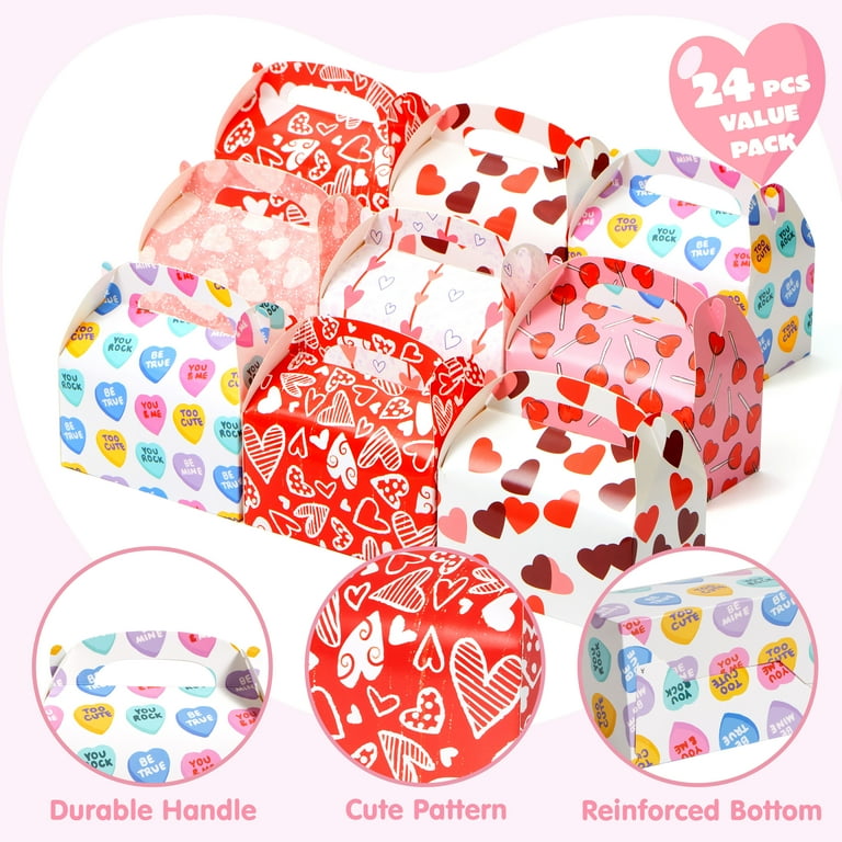 Sycfun 24-Pack Valentine's Day Bakery & Cookie Boxes with Heart