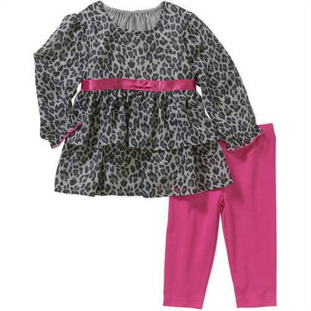 Newborn Baby Girl Chiffon Tunic and Leggings Outfit Set