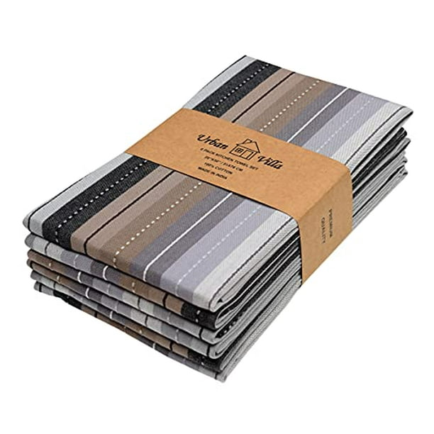 Urban Villa Kitchen Towels Cuisine Stripes 100 Cotton Kitchen Towels Mitered Corners Ultra Soft