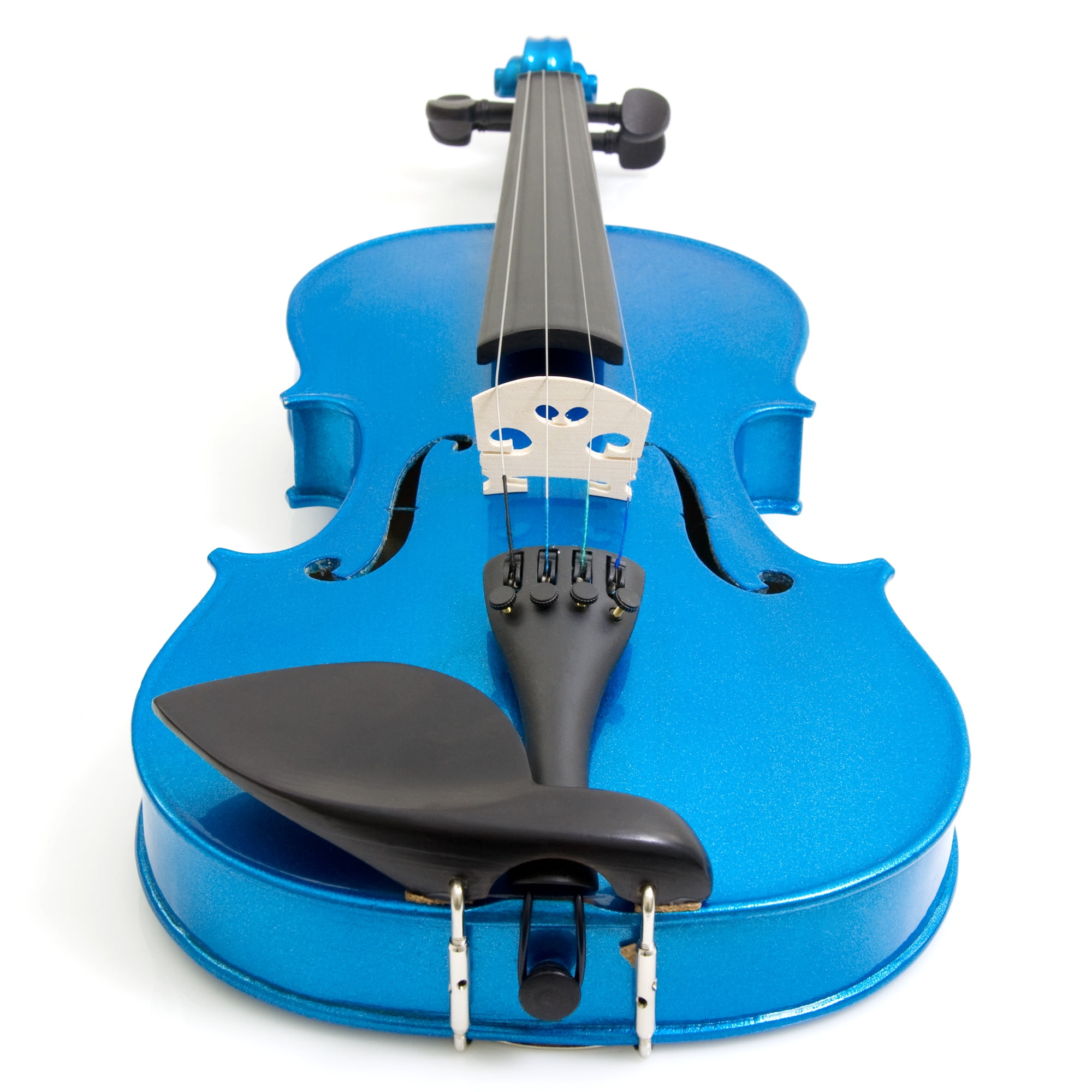 Mendini Size 3/4 Solidwood Violin Metallic Blue+ShoulderRest+ExtraStrings+Case 