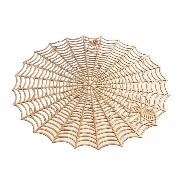 Napperon Rond Araignée Décoration Halloween Isolation Thermique Napperon Imperméable et Anti-Huile en PVC Ajouré