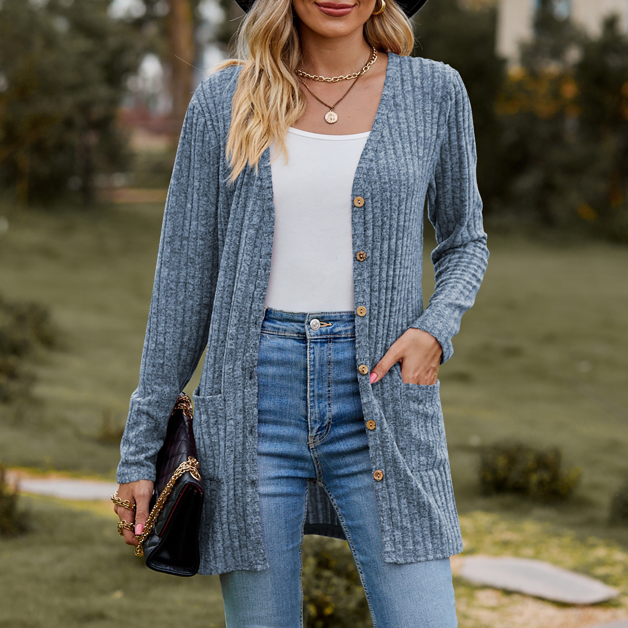 AELand Women's Long Sleeve Cardigan Sweater, Lightweight photo 6