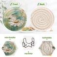 thumbnail image 7 of 6 Pcs Drink Coasters with Holder 3.94in Woven Coasters for Drinks Beautiful Dragonflies and Daisies Coaster Set for Protection Table, 7 of 7
