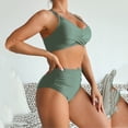 thumbnail image 2 of Women's High Waisted Bikini Sets Push Up Twist Front Spaghetti Straps Ruched Two Piece Swimsuit Bathing Suit Green L, 2 of 5
