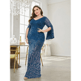thumbnail image 5 of AURA Plus Size Sequin Round Neck Evening Gown Long Sleeve Elegant Slim Fit Formal Party Maxi Dress, 5 of 7