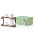 thumbnail image 2 of AYUCIA Pour Over Coffee Maker Set, 22OZ Ceramic Pour Over Coffee Dripper with Acacia Wood Stand and 5OZ Cups and Saucers Set of 2, Size 02, 2 of 8