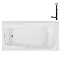 Streamline N-4200-724-BNK 66 in. x 34 in. Acrylic Soaking Drop-In Bathtub in Glossy White, With External Drain in Brushed Nickel