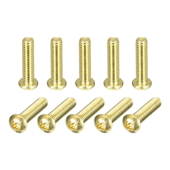 Brass Machine Screws, M4x16mm Phillips Pan Head Fastener Bolts for Furniture, Office Equipment, Electronics 36Pack