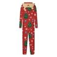 thumbnail image 5 of Odeerbi Christmas Onesie Pajamas for Family Holiday Hooded Sleep Jumpsuit Long Sleeve Family Christmas Pajamas Matching Sets Mom Lattice Print Jumpsuit Sleepwear Xmas PJs Set Multicolor, 5 of 6