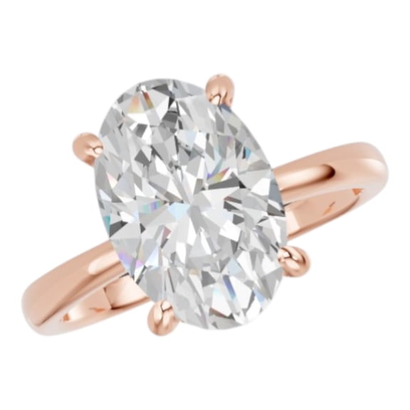 KEEVA JEWELS 3.00 Carat Oval Cut Hidden Halo Moissanite Engagement Ring for Women, Made in Rose Gold Plated Silver Size 8.5