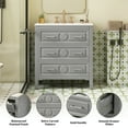 thumbnail image 6 of 30" Solid Wood Compact Freestanding Cabinet, Bathroom Storage Unit with 3 Drawers, Modern Small Bathroom Vanity with Ceramic Sink for Bathroom, Gray, 6 of 9