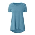thumbnail image 4 of Blouses for Women Dressy Casual Fashion Plus Size Round Neckline Short Sleeve Crew Neck Refreshing Breathable Resistant Daily Blue T-Shirts Sizes L, 4 of 4