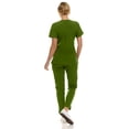thumbnail image 2 of Saint Scrubs Women’s Premium 9-Pocket Scrub Set – Modern Fit Soft V-Neck Top & Tapered Straight-Leg Medical Scrub Pants, Green Willow, Medium, 2 of 4