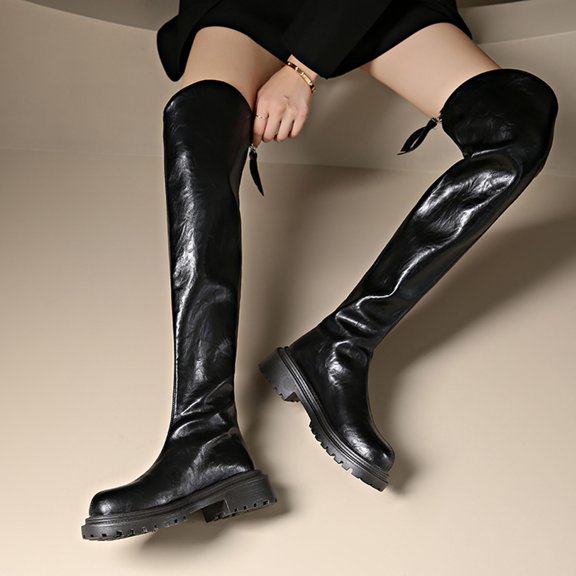 Wowcloth Women's Knee-High Boots, Retro Western Style with Flattering Fit, Comfortable Over-the-Knee Long Shaft Design for Autumn/Winter Seasons and Daily Outfits