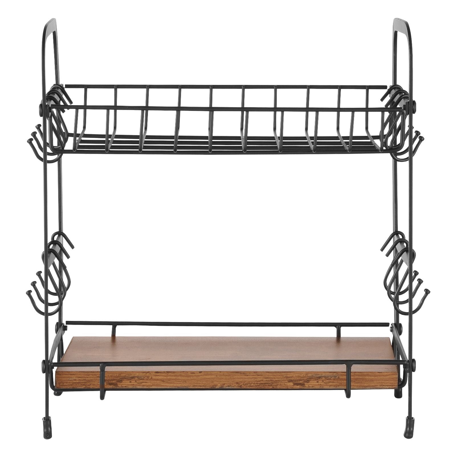 Coffee Bar Organizer 12 Hooks 2-Tier Carbon Steel Countertop Rack for Kitchen Office Breakroom