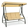 thumbnail image 2 of Costway Converting Outdoor Swing Canopy Hammock 3 Seats Patio Deck Furniture beige, 2 of 10