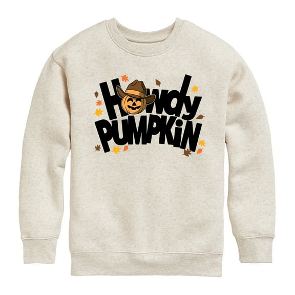 Instant Message - Fall - Howdy Pumpkin - Toddler & Youth Crewneck Fleece Sweatshirt