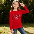 thumbnail image 7 of Girls' Valentine's Day Long Sleeve Shirt with Heart Sequin Graphic, Red Holiday Tee for Kids Ages 3-14,Size 13-14 T, 7 of 7