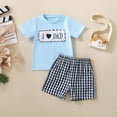 thumbnail image 5 of Toddler Boy Summer Outfits Baby Boy Embroidery Print Short Sleeves T-Shirt Plaid Shorts Set Boy Clothes Set, 5 of 7