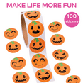 thumbnail image 4 of Fun Express 100 per roll Jack o Lantern Pumpkin Face Halloween Roll Stickers, 4 of 4