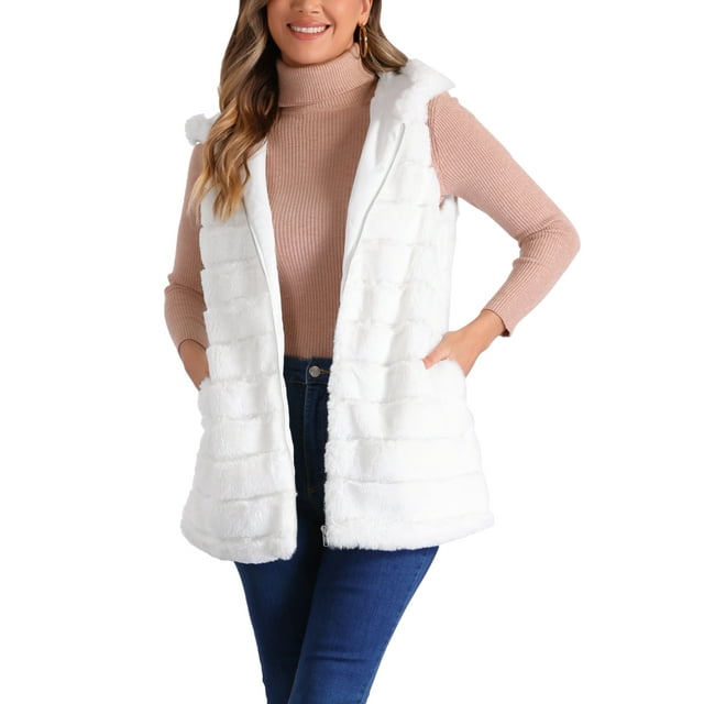 Chaleco sin mangas de piel sintética INSPIRE CHIC con capucha y cremallera