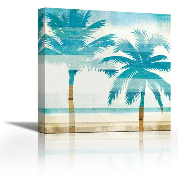 Beachscape Palms III - Contemporary Fine Art Giclee on Canvas Gallery Wrap - wall décor - Art painting - 36 x 36 Inch - Ready to Hang