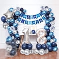 thumbnail image 6 of KISPATTI 18th Birthday Decorations for Men and Women, Navy Blue and Silver Balloon Set with Banner, Confetti Number 18 Foil Balloons, Tablecloth and Cake Toppe, 6 of 6