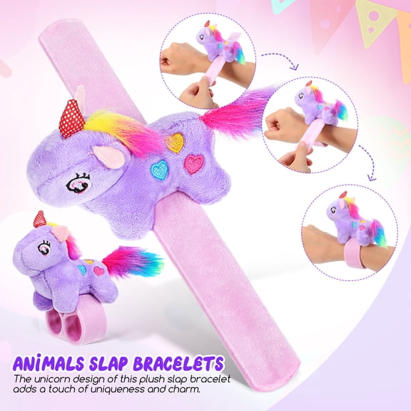 AURARMLET Plush Slap Bracelet Soft Cozy Wristband with Cute Animal Designs, Fun Party Accessory for Kids and Adults